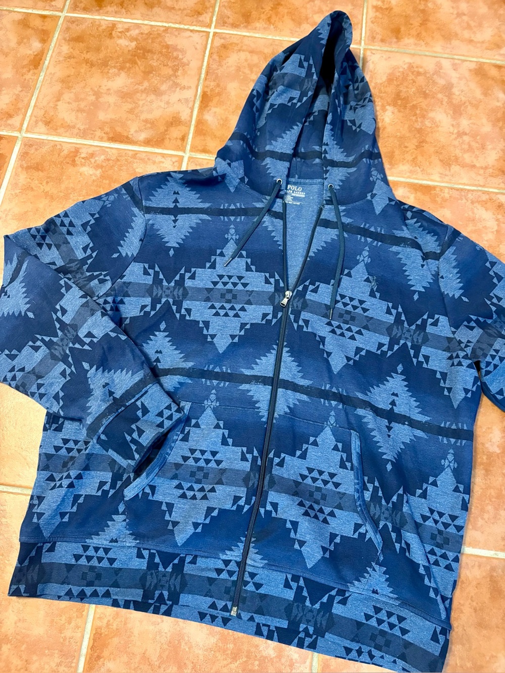 Polo Ralph Lauren XXL Aztec Southwest blue hoodie
